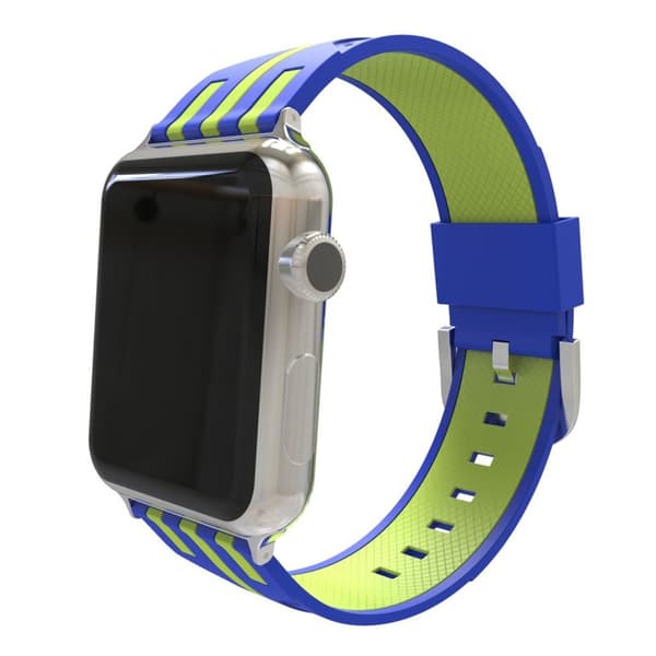 Apple Watch Series 4 44mm erstatnings urrem i silikone med kontrast farve - Blå ude/Grøn inde Multicolor