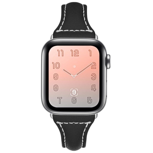 Apple Watch 40 mm trefarvet ægte urrem - Hvid / Sort / Sort Black