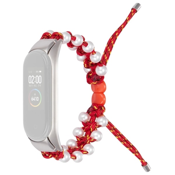 Xiaomi Mi Smart Band 4 / 3 klockarmband med snygg pärldekor - Röd / Gul Röd