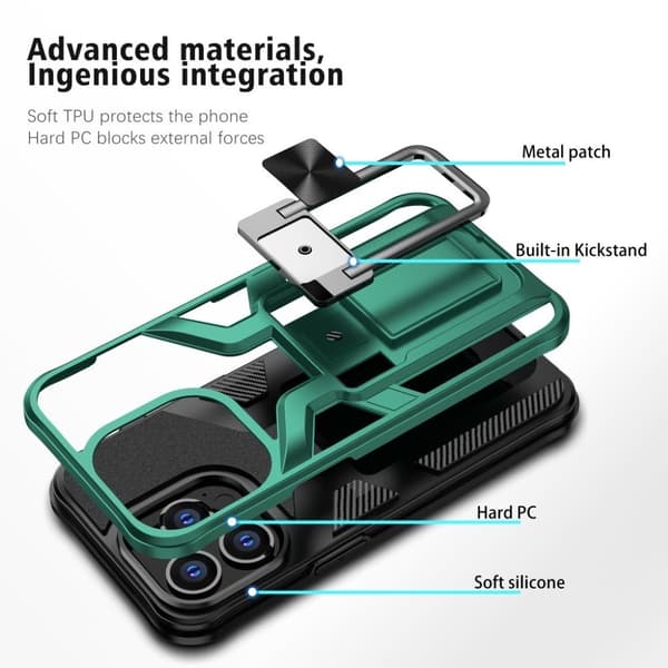 Stöttåligt iPhone 13 Pro hybridskal - Grön Grön
