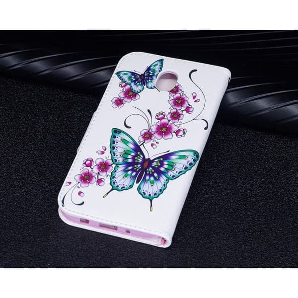 Samsung Galaxy J7 (2017) Charmerende læder etui - Sommerfugle og blomster Multicolor
