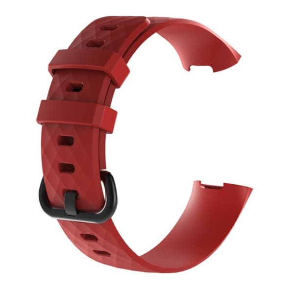 Fitbit Charge 3 flexibelt och mjukt klock armband av silikon med klassiskt lås, storlek L - Röd Röd