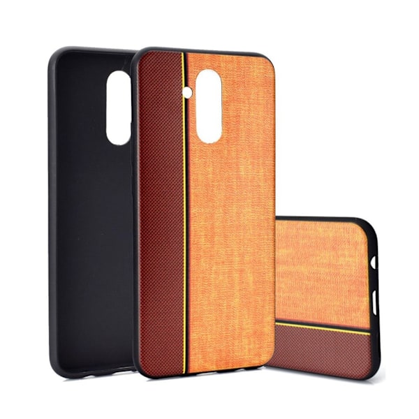 Huawei Mate 20 Lite kaksisävyinen farkku kangas rakenne pitainen silikooni muovinen takasuoja kuori - Ruskea/ Khaki Multicolor