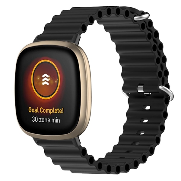 Fitbit Sense 2 / Versa 4 / 3 klockarmband i oceanbandsstil - Svart Svart