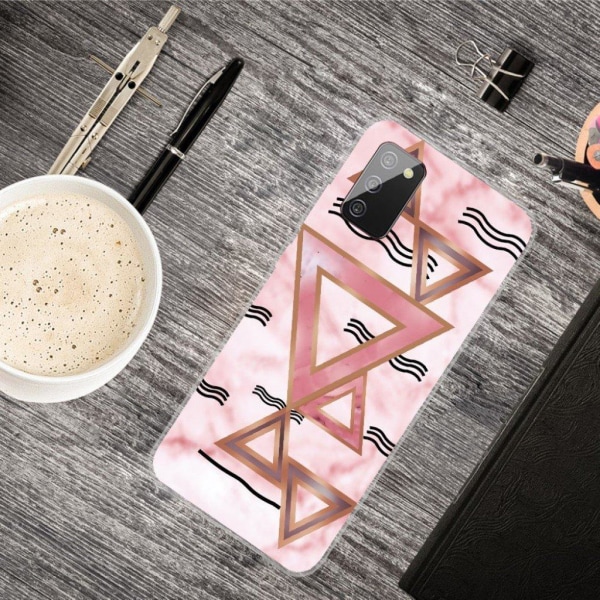 Marmormotiv Samsung Galaxy A03s skal - Rosa Färgade Trianglar Rosa