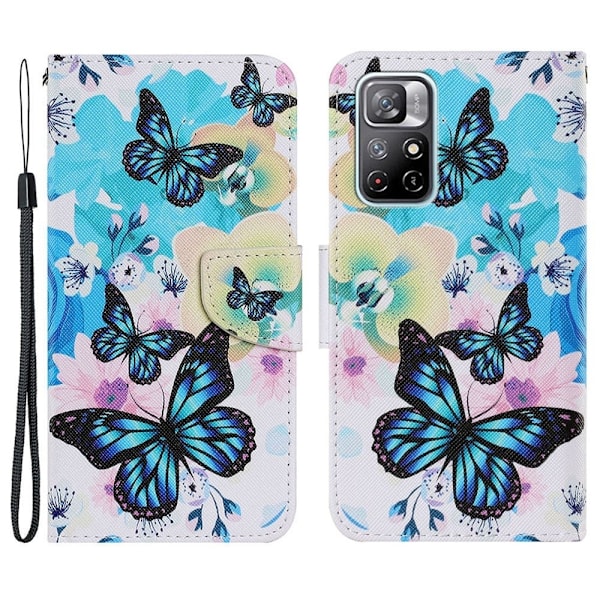 Wonderland Xiaomi Redmi Note 11T 5G / Note 11s 5g Flip Etui - Blå Sommerfugl Multicolor