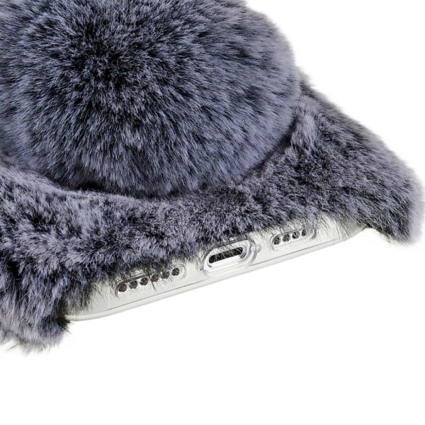 Fluffy Rabbit iPhone 14 Pro skal - Silver/Grå Silvergrå