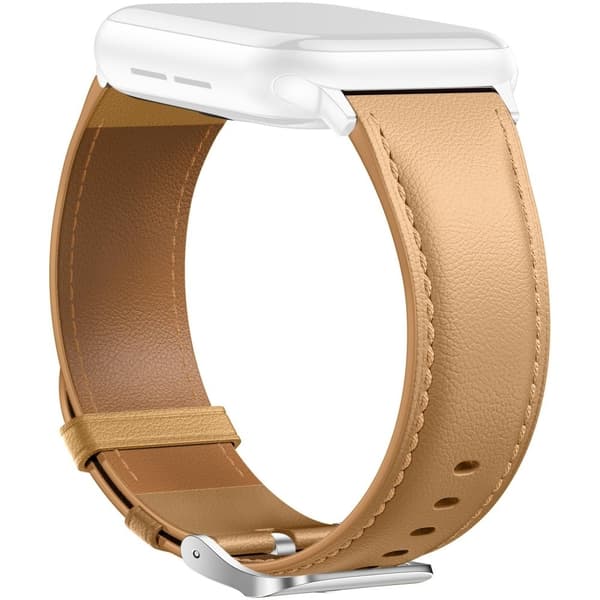 Læderrem Apple Watch Series 10 46mm Spids halerem Sølvspænde - Kamel Brown