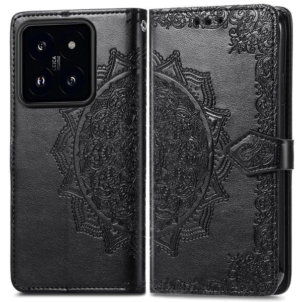 Mandala Xiaomi 14T etui i lær - Svart Black