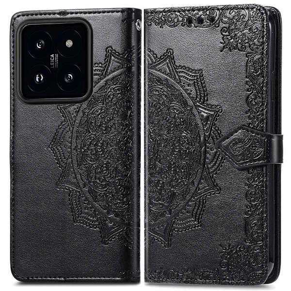Mandala Xiaomi 14T læderetui - Sort Black