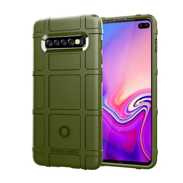 Samsung Galaxy S10 Plus Iskunkestävä grid pintainen suojakotelo - Armeijan Vihreä Green