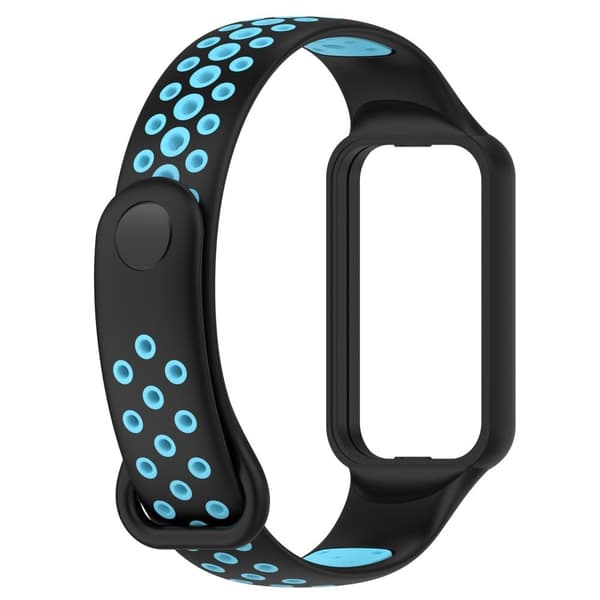 Xiaomi Redmi Band 2 dubbelfärgad silikonrem med skydd - Svart / Blå Blå