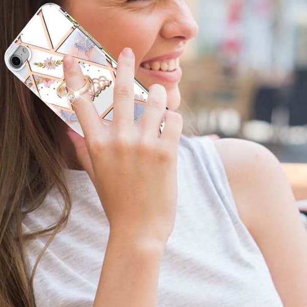 Marmormotiv iPhone SE (2022) / iPhone SE 2020 / iPhone 7 skal - Krona Vit