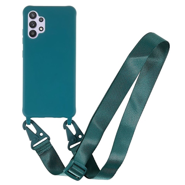 Tyndt TPU-etui med mat finish og justerbar strop til Samsung Galaxy A32 - Mørkegrøn Green