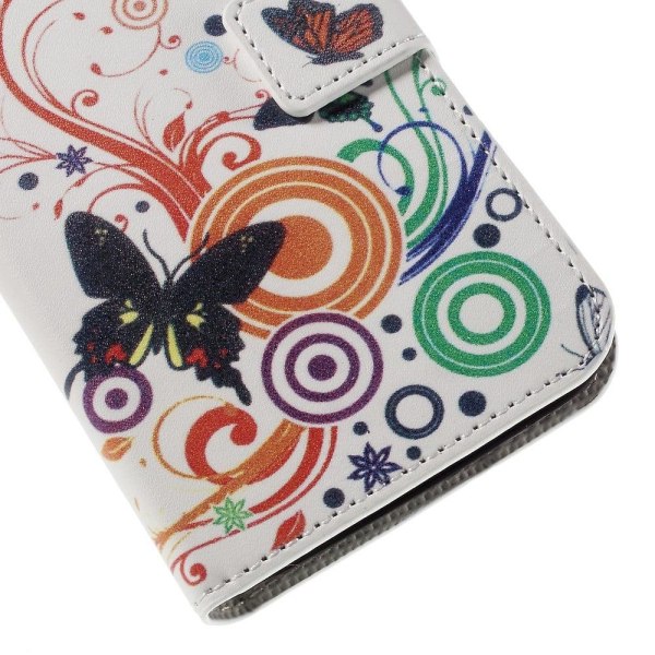 Moberg læderetui til Huawei Y625 med stander og kortholder - Sommerfugle og cirkler Multicolor