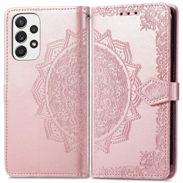 Mandala Samsung Galaxy A53 5G Flip Etui - Rødguld Pink