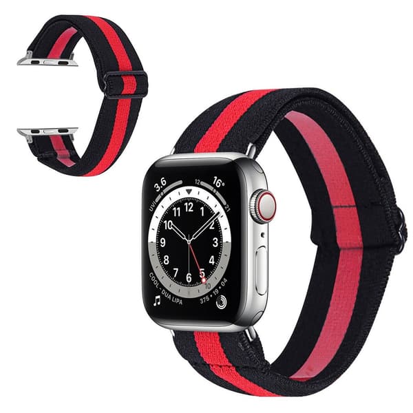 Apple Watch Series 6 / 5 40mm nylon pattern watch band - Red Line in Black Röd