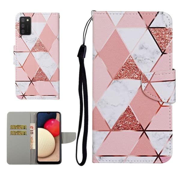 Wonderland Samsung Galaxy A02s Flippetui - Rosa Geometri Pink