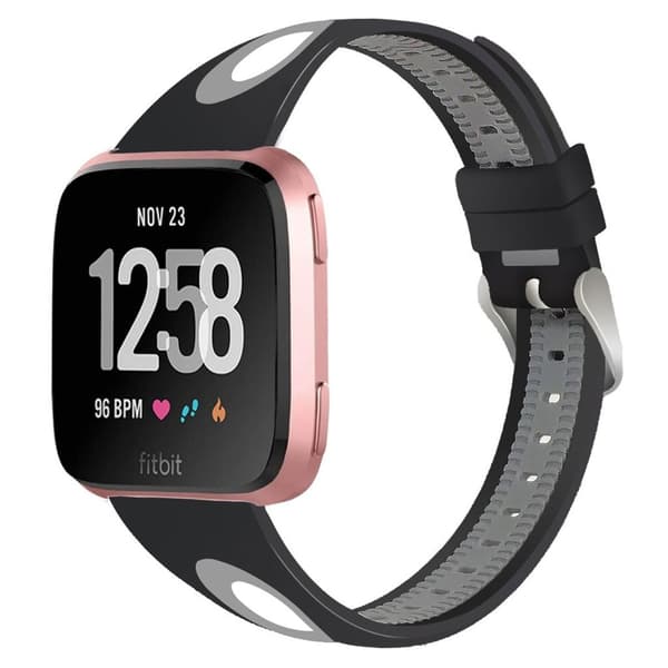 Fitbit Versa To-Tone Vanntett Silikon Klokkereim - Svart / Grå Black