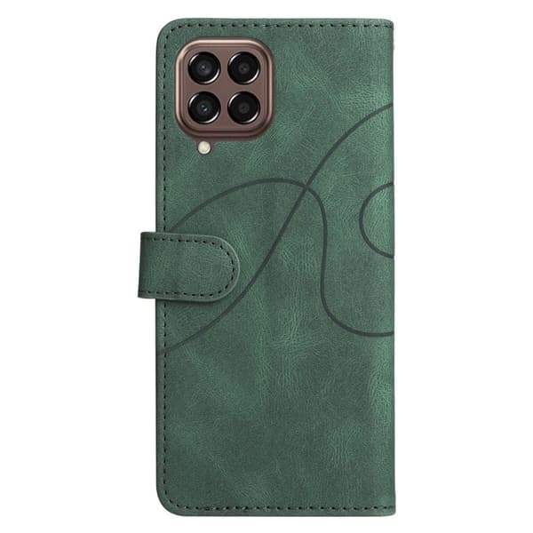 Texturerat läder Samsung Galaxy M33 5G fodral med handledsband - Grön Grön
