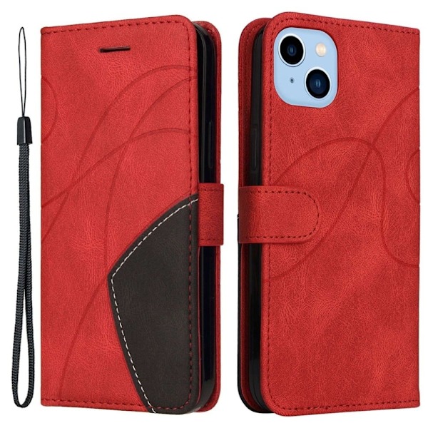 Teksturoitu nahkakotelo hihnalla iPhone 14 Plus - Punainen Red