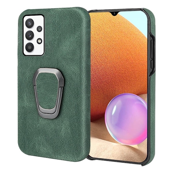 Stötsäkert läderfodral med oval kickstand för Samsung Galaxy A32 - Grön Grön
