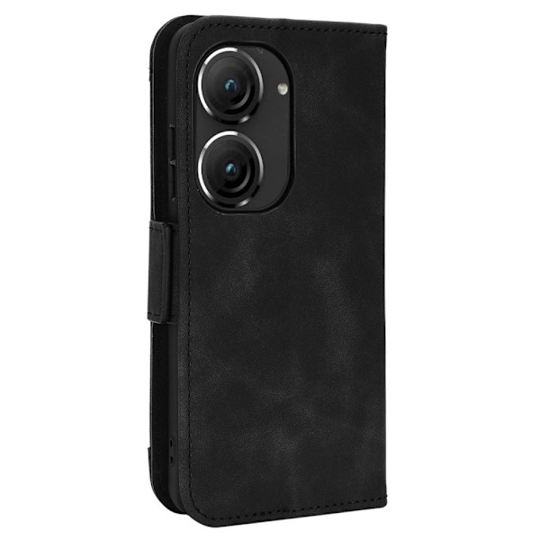 Stilfuldt Læder Etui med Pung til ASUS Zenfone 9 - Sort Black