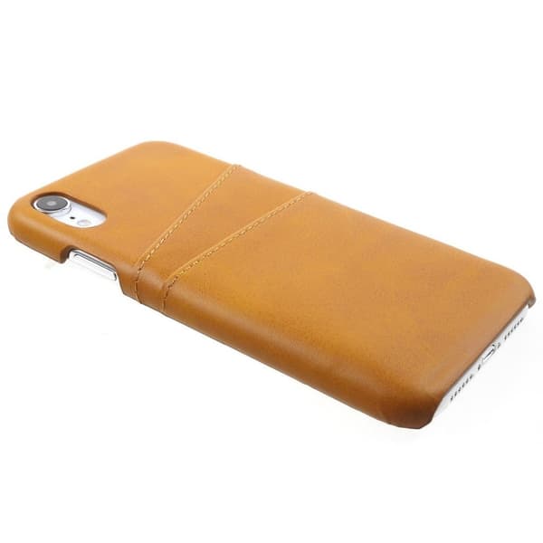 iPhone Xr læderetui med dobbelte kortlommer - Brun Brown