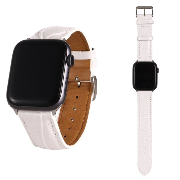 Apple Watch Series 5 / 4 40mm leather case with crocodile pattern - White White