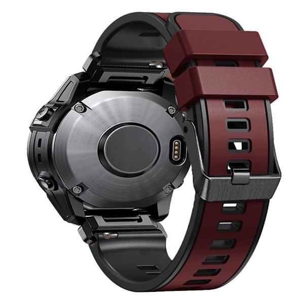 Kaksivärinen silikoninen kellohihna Garmin Watchille ja Coros Vertixille - Viininpunainen / Musta Red