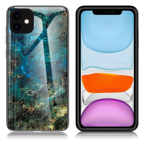 Fantasy Marble iPhone 11 deksel - Emerald Green
