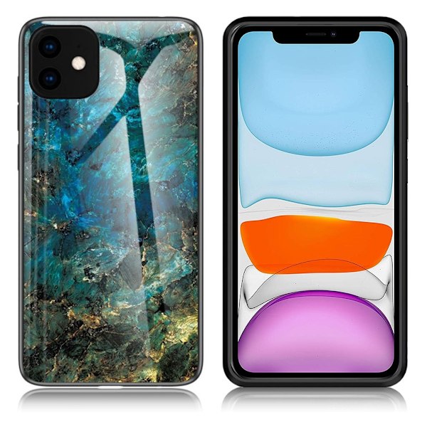Fantasy Marmor iPhone 11 skal - Smaragd Grön