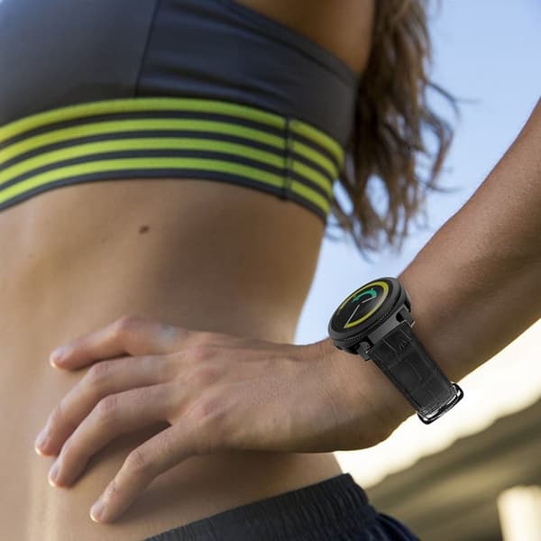 Samsung Gear Sport Klockband med krokodil textur - Svart Svart