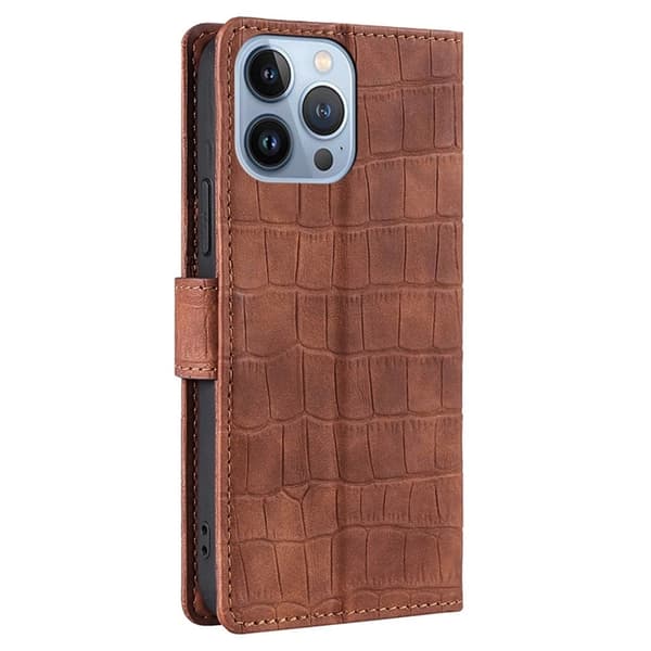 Croco iPhone 14 Pro skal - Brun Brun