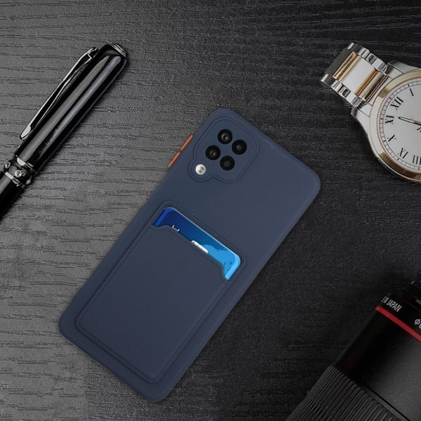 Card Holder Deksel til Samsung Galaxy M12 - Mørkeblå Blue