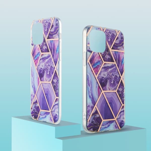Marmormotiv iPhone 13 Pro Max skal - Mörklila Lila