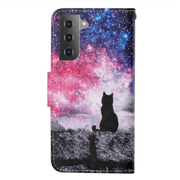 Wonderland Samsung Galaxy S23 Plus Flip Etui - Starry Sky / Kat Multicolor