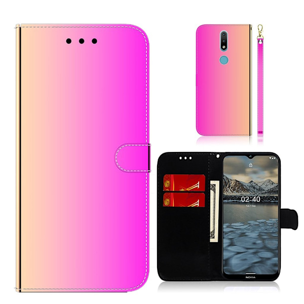 Mirror Nokia 2.4 flip case - Ruusu Pink