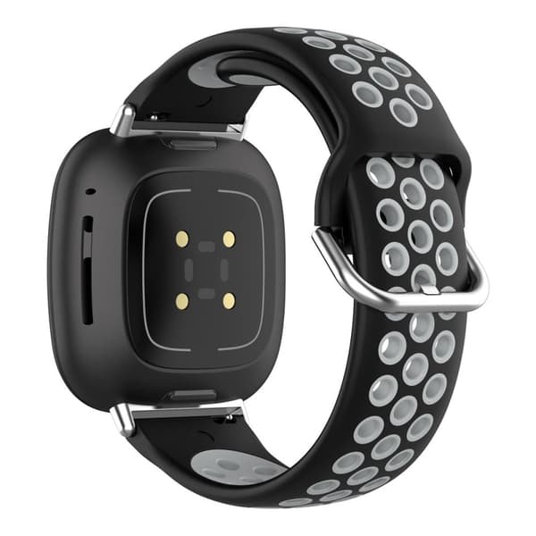 Fitbit Sense 2 / Versa 4 tofarget klokkerem i silikon - Svart / Grå Black