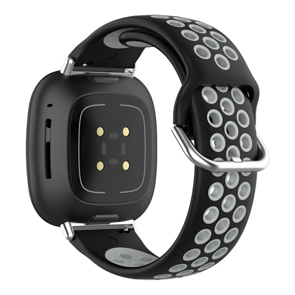 Fitbit Sense 2 / Versa 4 tofarvet silikone-urrem - Sort / Grå Black