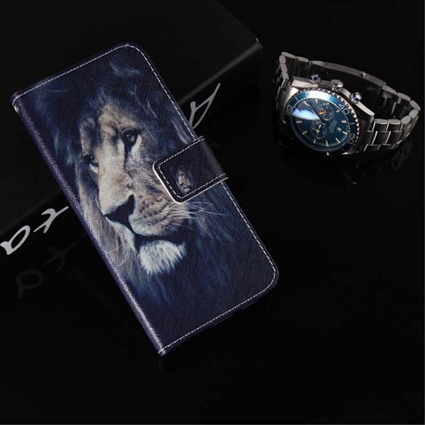 iPhone Xs Max flip cover i mønstret læder - Lion Multicolor