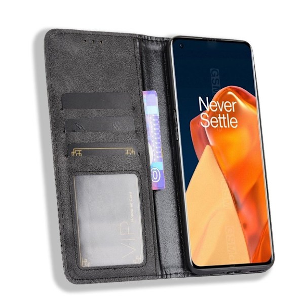 Bofink Vintage OnePlus 9 Pro nahkakotelo - Musta Black