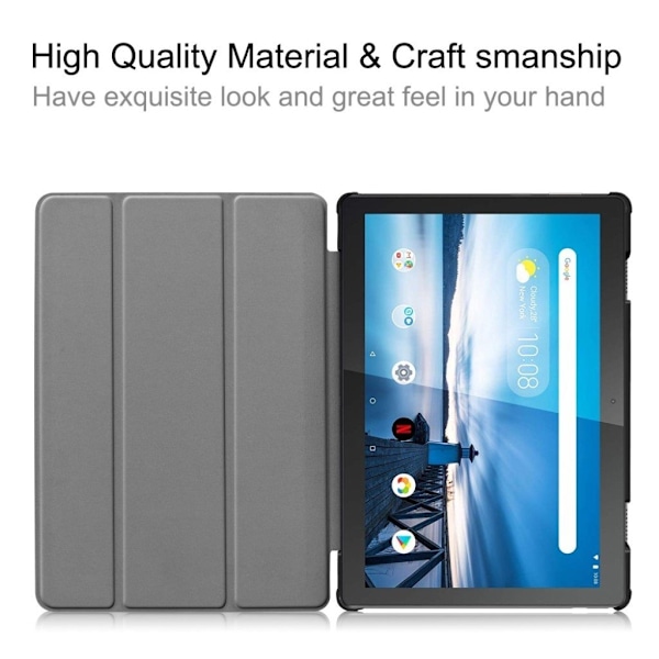 Lenovo Tab M10 tre-folds læder etui - Sort Black