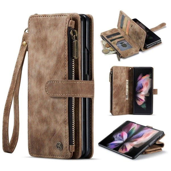 CaseMe zipper-wallet phone case for Samsung Galaxy Z Fold4 - Bro Brown