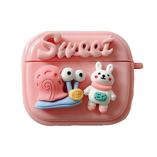 Cute and sweet pink snail and bunny case with strap for AirPods Röd