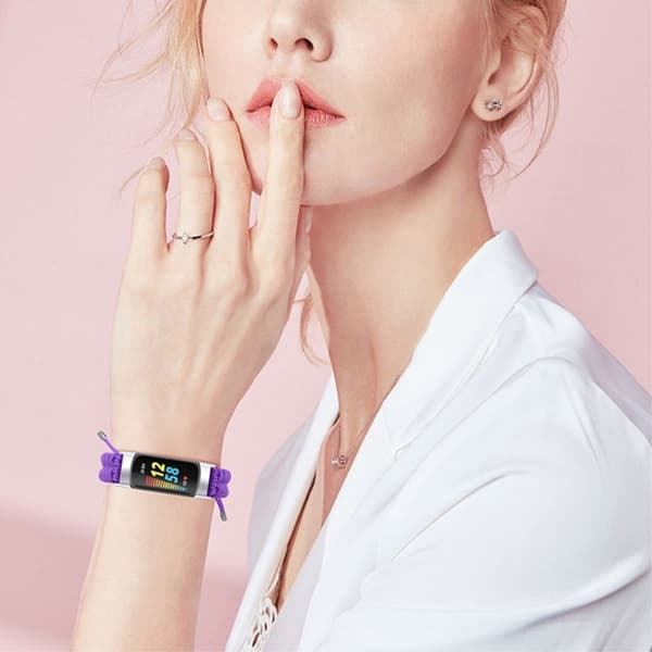 Fitbit Charge 5 elastisk klokkerem i nylon - Lilla Purple