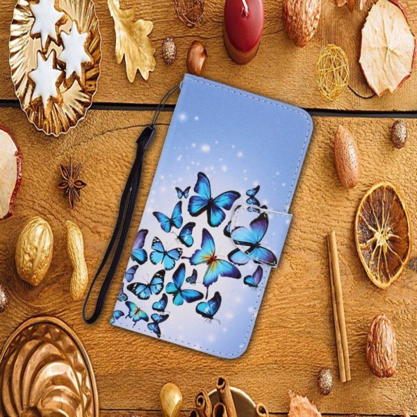 Wonderland Samsung Galaxy Note 20 Flip Etui - Livlige Sommerfugl Blue