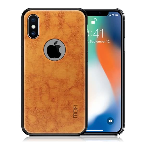 MOFI iPhone X hybrid etui med læderbelægning - Brun Brown