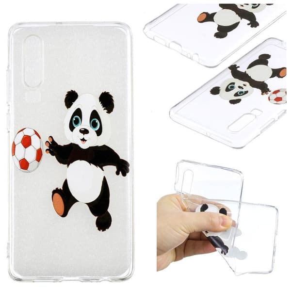 Huawei P30 Mykt Etui Med Mønster - Panda Med Ball Multicolor