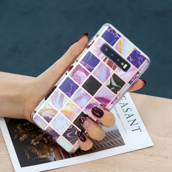 Marmormotiv Samsung Galaxy S10 skal - Kulor I Kvadratiskt Mönster multifärg
